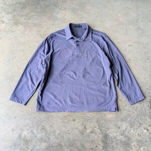 G/Fore Super Soft Brushed Cotton Long Sleeve Polo in Twilight Navy Blue large